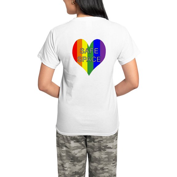 CafePress - Safe Space In Heart Women's Light Pajamas - Women's Short Sleeve Print T-Shirt and Pants Light Cotton Pajama Set