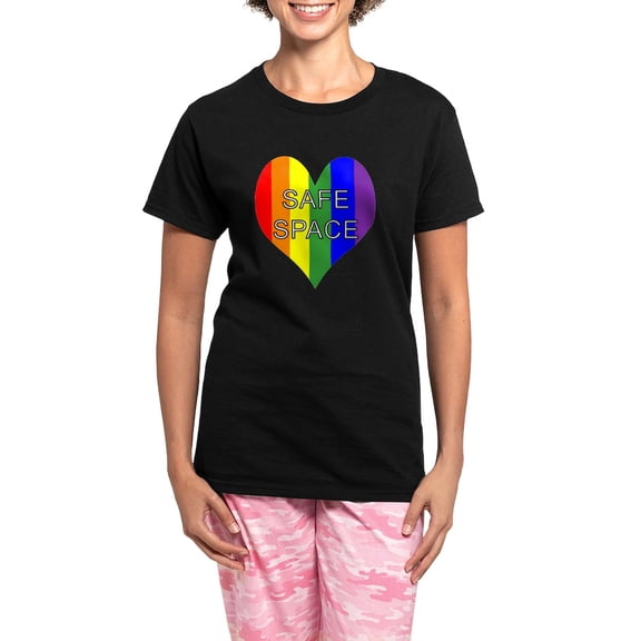 CafePress - Safe Space Middle Women's Dark Pajamas - Women's Short Sleeve Print T-Shirt and Pants Dark Cotton Pajama Set