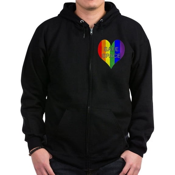 CafePress - Safe Space Middle Zip Hoodie (Dark) - Zip Hoodie, Classic Hooded Sweatshirt with Metal Zipper