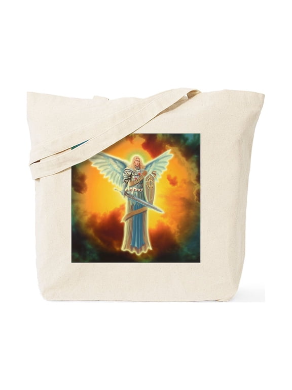 - Saint Angel Michael Tote Bag - Unisex Canvas Tote Bag, Beige, 1-Piece