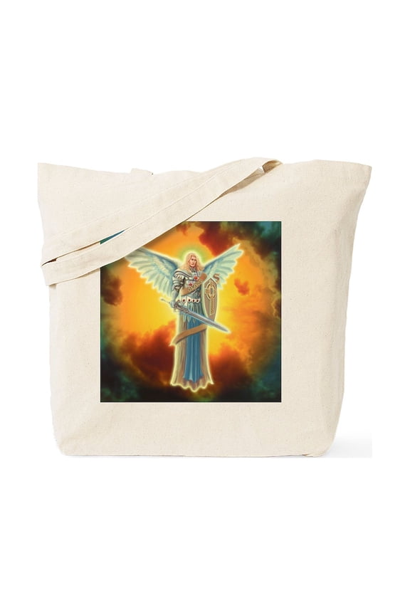 - Saint Angel Michael Tote Bag - Unisex Canvas Tote Bag, Beige, 1-Piece