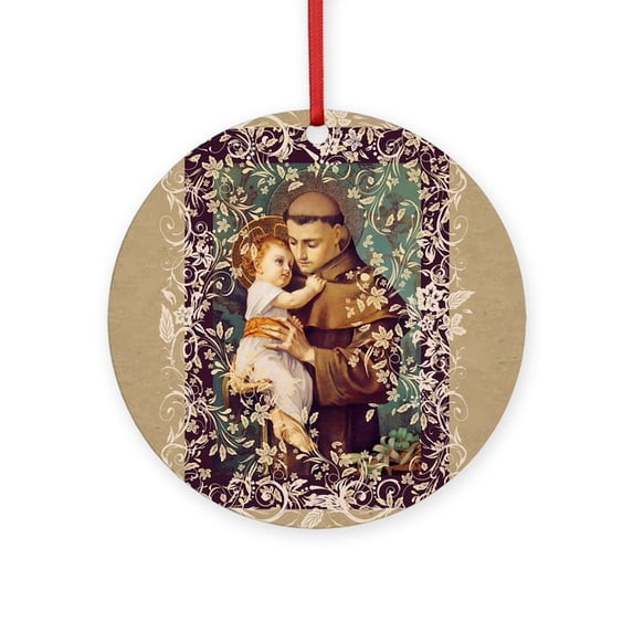CafePress - Saint Anthony - Round Wood Ornament 4"