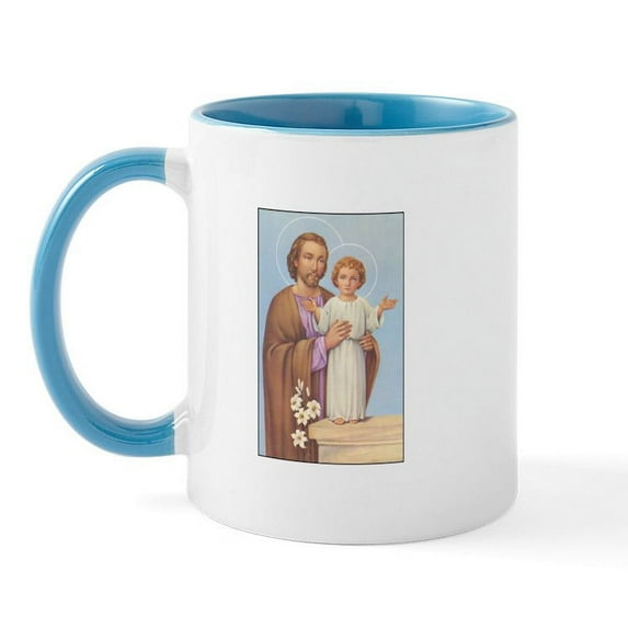 CafePress - Saint Joseph Baby Jesus Mug - 11 oz Ceramic Mug - Novelty Coffee Tea Cup