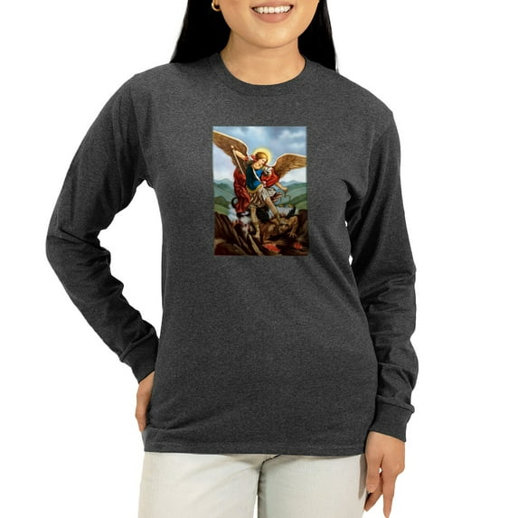CafePress - Saint Michael The Archangel Long Sleeve T Shirt - Women's Long Sleeve Graphic Tee Casual Fit
