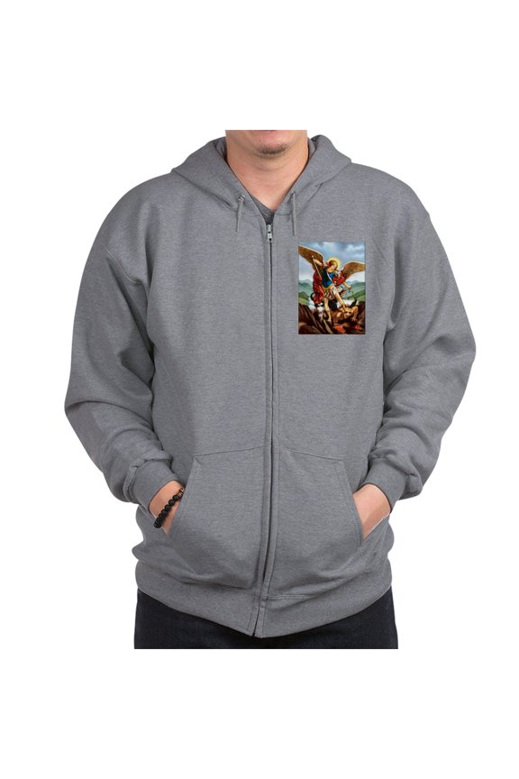 - Saint Michael The Archangel Zip Hoodie Sweatshirt - Zip Hoodie, Classic Hooded Sweatshirt with Metal Zipper