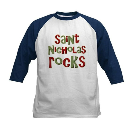 CafePress - Saint Nicholas Rocks Kids Baseball Jersey - Kids Cotton Baseball Jersey, 3/4 Sleeve Shirt