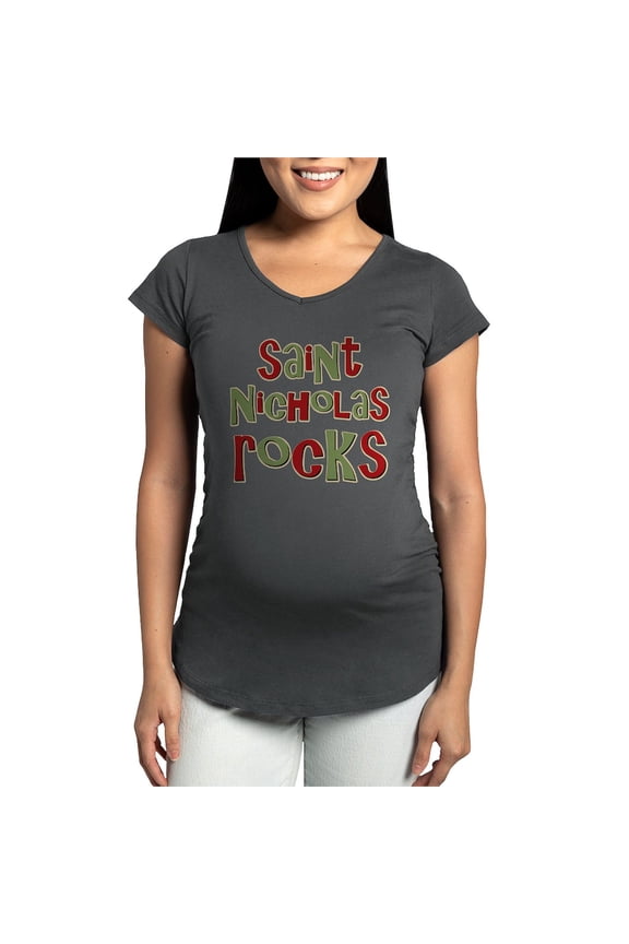 - Saint Nicholas Rocks Maternity Dark T Shirt - Maternity Dark T-Shirt