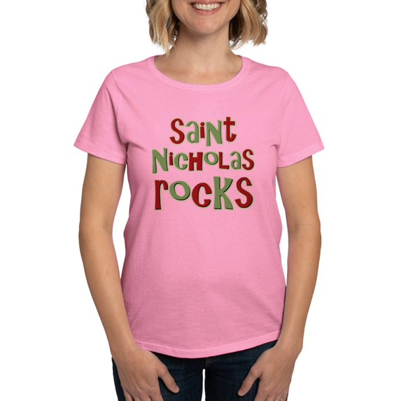 CafePress - Saint Nicholas Rocks Women's Dark T Shirt - Women's Traditional Fit Dark T-Shirt