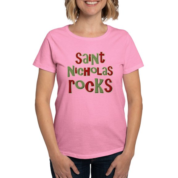 CafePress - Saint Nicholas Rocks Women's Dark T Shirt - Women's Traditional Fit Dark T-Shirt