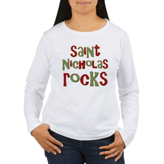 CafePress - Saint Nicholas Rocks Women's Long Sleeve T Shirt - Women's Long Sleeve Graphic Casual T-Shirt