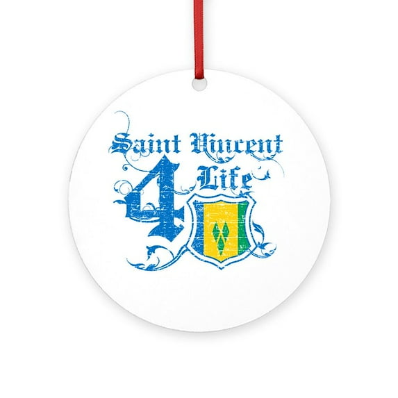 CafePress - Saint Vincent For Life Designs - Round Wood Ornament 4"