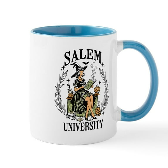 CafePress - Salem University Witch Pin Up Vintage Halloween 11 Oz Ceramic Mug - 11 oz Ceramic Mug - Novelty Coffee Tea Cup