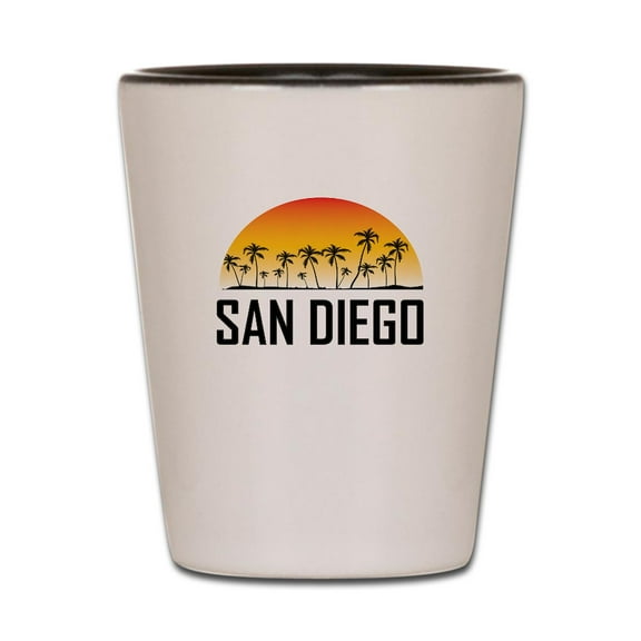 CafePress - San Diego Sunset - White/Black Shot Glass, Unique and Funny Shot Glass