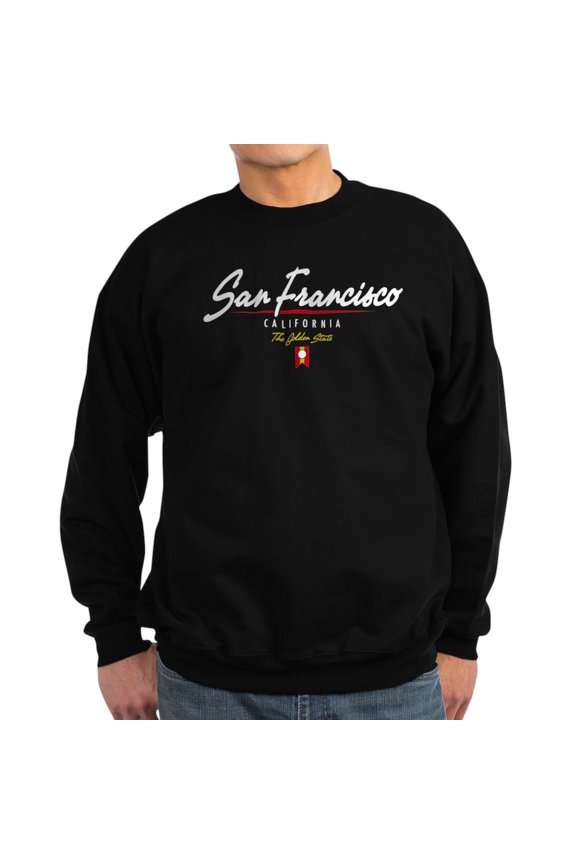 - San Francisco Script Sweatshirt (Dark) - Classic Crew Neck Sweatshirt