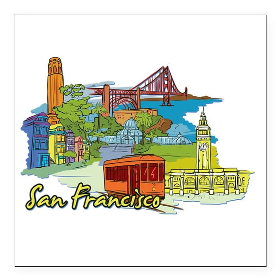 CafePress - San Francisco Travel Pos Square Car Magnet 3 X 3 - Square Car Magnet 3" x 3"