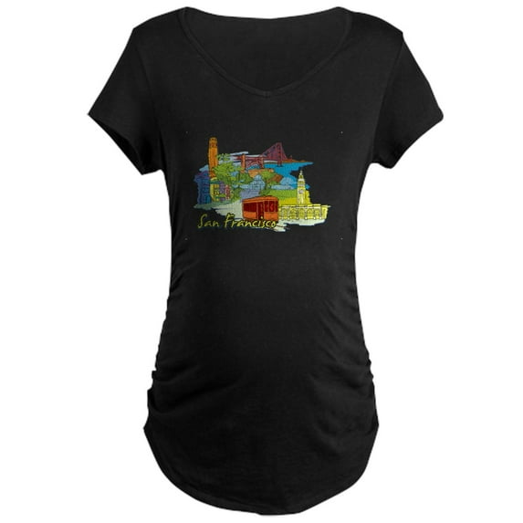 CafePress - San Francisco Travel Poster Maternity T Shirt - Maternity Dark T-Shirt