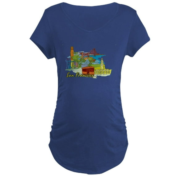 CafePress - San Francisco Travel Poster Maternity T Shirt - Maternity Dark T-Shirt