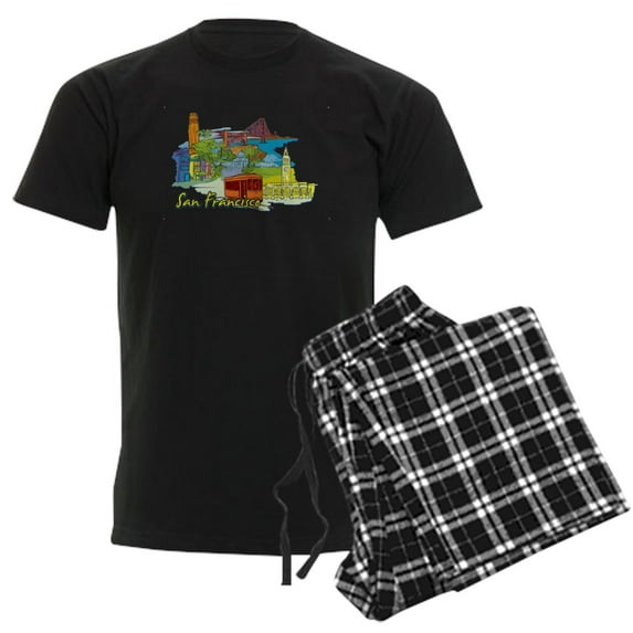 CafePress - San Francisco Travel Poster Pajamas - Men's Dark Loose Fit Cotton Pajama Set