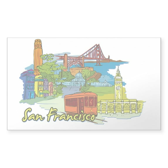 CafePress - San Francisco Travel Poster Sticker - Rectangle Bumper Sticker Car Decal