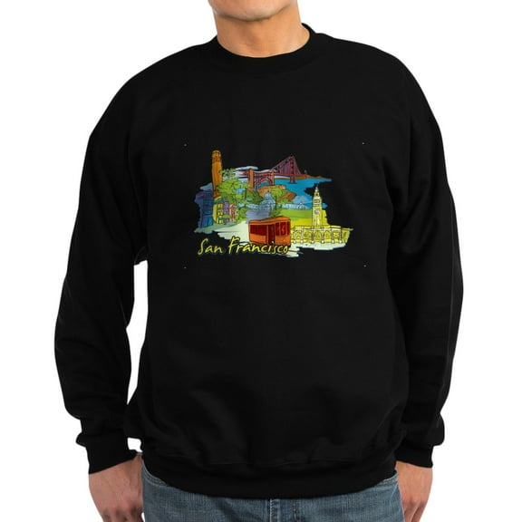 CafePress - San Francisco Travel Poster Sweatshirt - Classic Crew Neck Sweatshirt