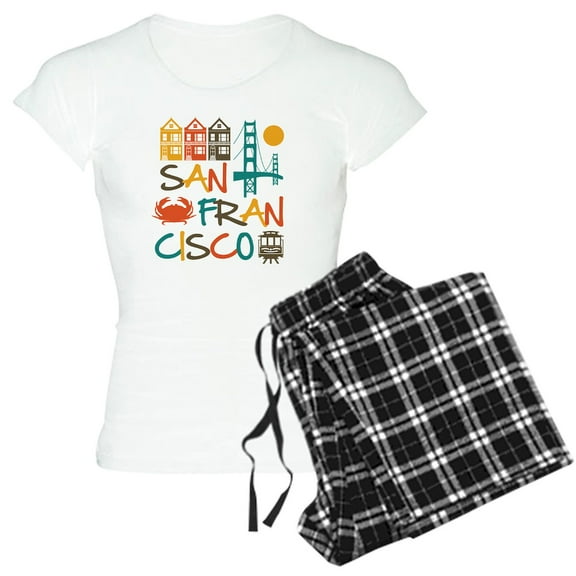 CafePress - San Francisco Women's Light Pajamas - Women's Short Sleeve Print T-Shirt and Pants Light Cotton Pajama Set