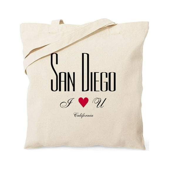 CafePress - Sandiego_10X10_Iloveu_Blackred Tote Bag - Unisex Canvas Tote Bag, Beige, 1-Piece