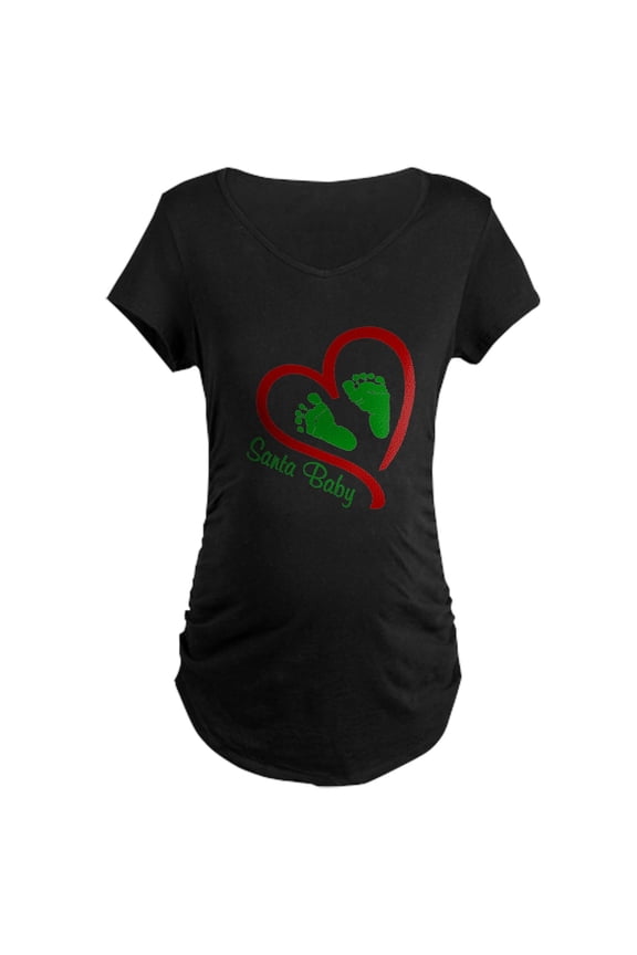 - Santa Baby Feet Heart - Maternity Dark T-Shirt