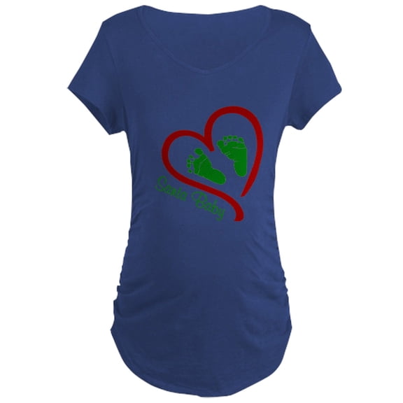 CafePress - Santa Baby Feet Heart - Maternity Dark T-Shirt