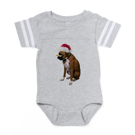 CafePress - Santa Boxer Christmas - Cute Infant Baby Football Bodysuit