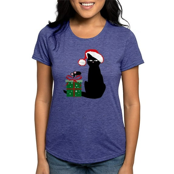 CafePress - Santa Cat &Amp; Mouse Womens Tri Blend T Shirt - Womens Tri-blend T-Shirt