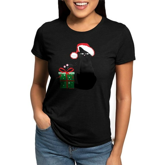 CafePress - Santa Cat &Amp; Mouse Womens Tri Blend T Shirt - Womens Tri-blend T-Shirt