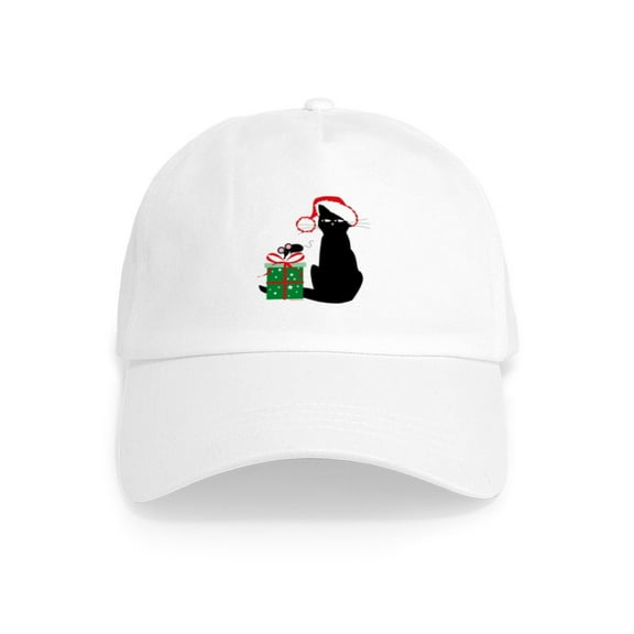 CafePress - Santa Cat & Mouse Cap - Adjustable 100% Brushed Unisex Casual Cotton Baseball Cap, Beige, 1