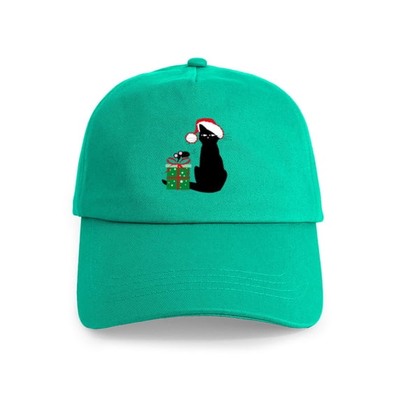CafePress - Santa Cat & Mouse Cap - Adjustable 100% Brushed Unisex Casual Cotton Baseball Cap, Beige, 1
