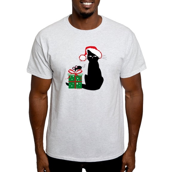 CafePress - Santa Cat & Mouse Light T Shirt - Men's Classic Graphic T-Shirt