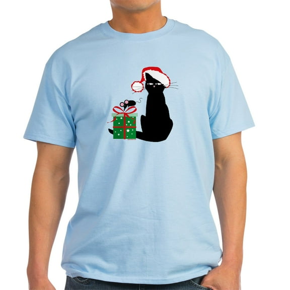 CafePress - Santa Cat & Mouse Light T Shirt - Men's Classic Graphic T-Shirt