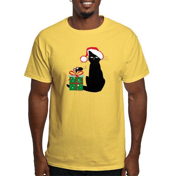 CafePress - Santa Cat & Mouse Light T Shirt - Men's Classic Graphic T-Shirt