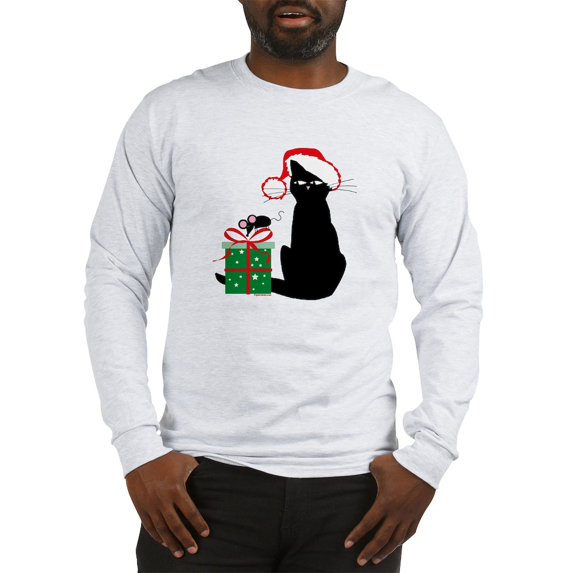CafePress - Santa Cat & Mouse Long Sleeve T Shirt - Unisex Cotton Long Sleeve T-Shirt