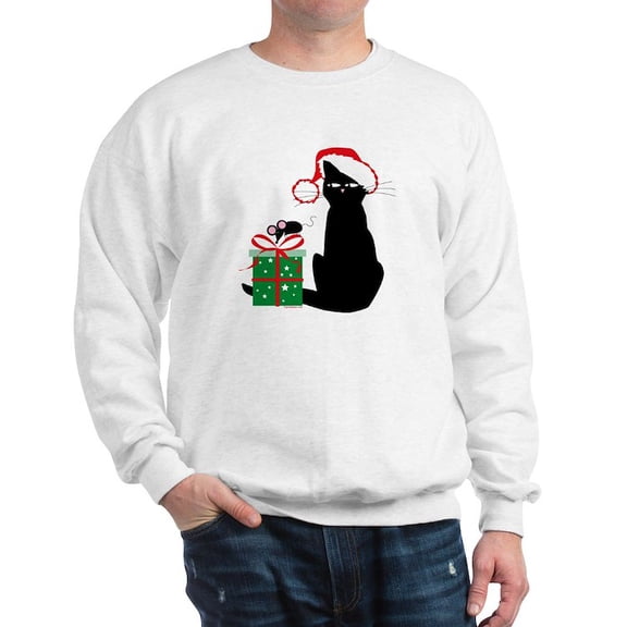 CafePress - Santa Cat & Mouse Sweatshirt - Crew Neck Sweatshirt