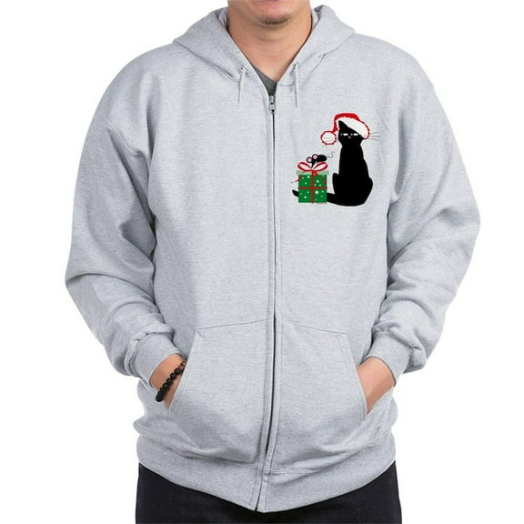 CafePress - Santa Cat & Mouse Sweatshirt - Zip Hoodie, Classic Hooded Sweatshirt with Metal Zipper