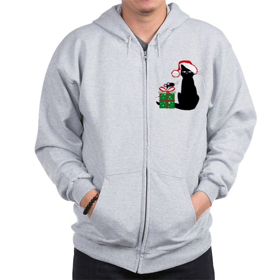 CafePress - Santa Cat & Mouse Sweatshirt - Zip Hoodie, Classic Hooded Sweatshirt with Metal Zipper