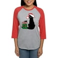 thumbnail image 1 of CafePress - Santa Cat & Mouse - Womens Baseball Tee, 1 of 4