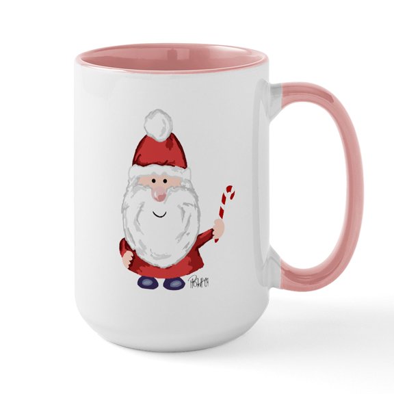CafePress - Santa Claus Large Mug Mugs - 15 oz Ceramic Large White Novelty Mug