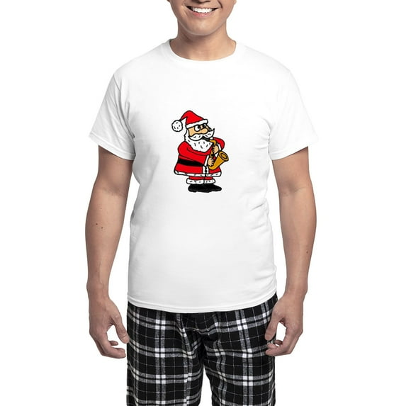 CafePress - Santa Claus Playing Saxophone Pajamas - Men's Light Loose Fit Cotton Pajama Set