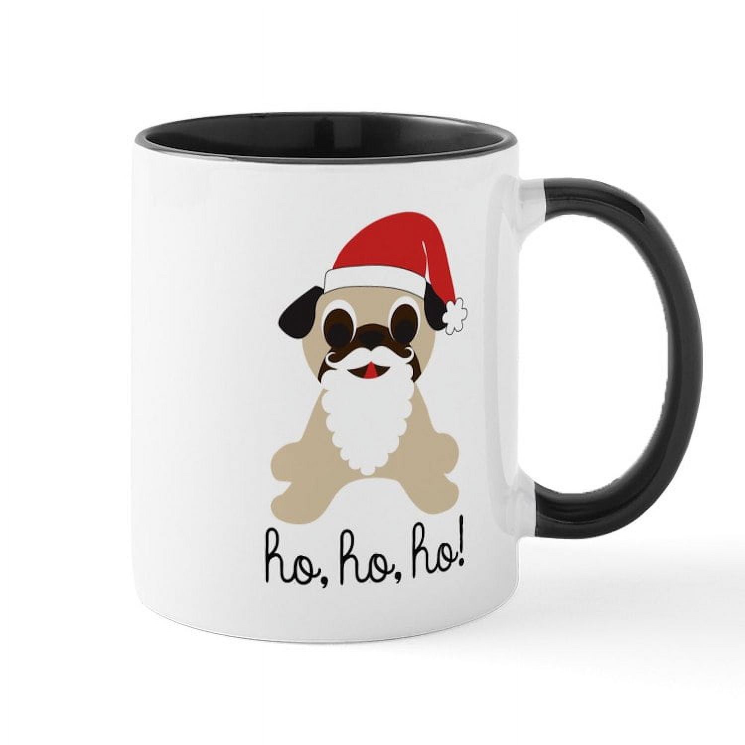 CafePress - Santa Claus Pug Ho Ho Ho Mugs - 11 oz Ceramic Mug - Novelty ...