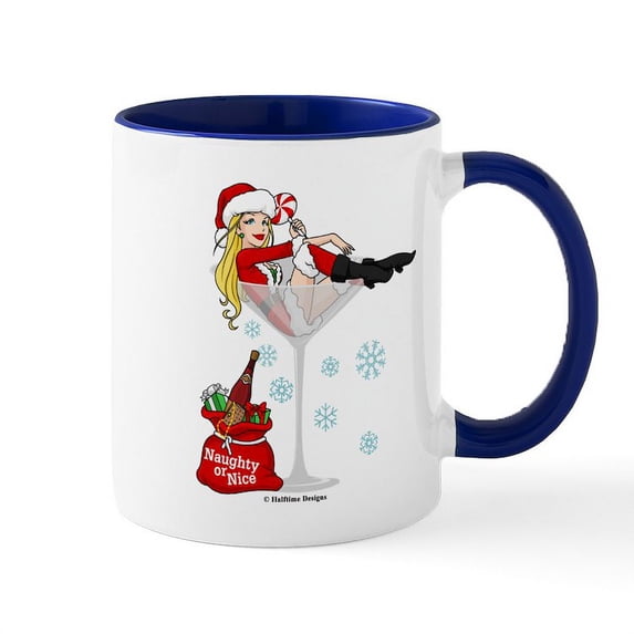 CafePress - Santa Girl Martini Ceramic Mug - 11 oz Ceramic Mug - Novelty Coffee Tea Cup