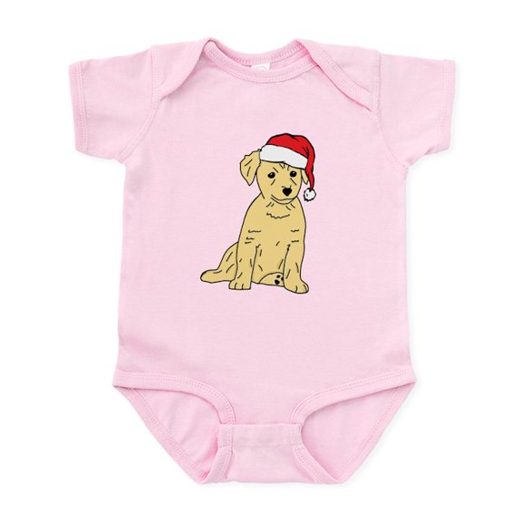 CafePress - Santa Puppy Baby Light Bodysuit - Baby Light Bodysuit, Size Newborn - 24 Months