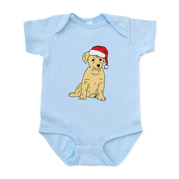 CafePress - Santa Puppy Baby Light Bodysuit - Baby Light Bodysuit, Size Newborn - 24 Months