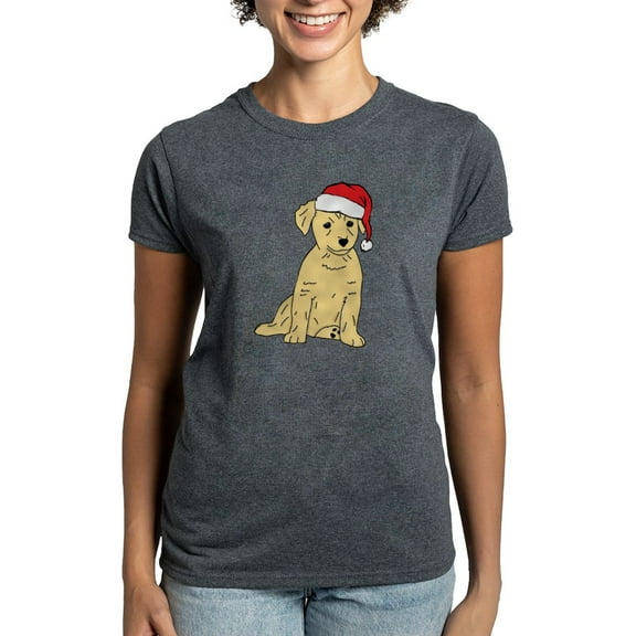 CafePress - Santa Puppy Women's Classic T Shirt - Women's Traditional Fit Dark T-Shirt