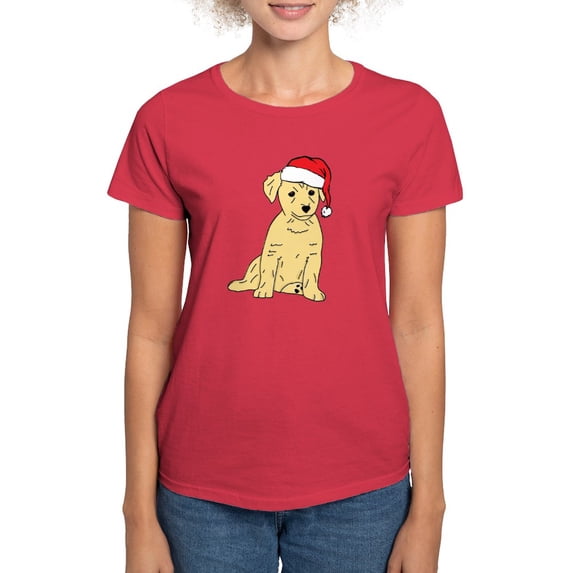 CafePress - Santa Puppy Women's Classic T Shirt - Women's Traditional Fit Dark T-Shirt