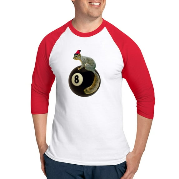 CafePress - Santa Squirrel 8 Ball Baseball Jersey - Cotton Baseball Jersey, 3/4 Raglan Sleeve Shirt